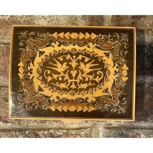 Vintage Refuge Swiss Musical Wooden Inlay Jewelry‎ Box Featuring Doctor Zhivago